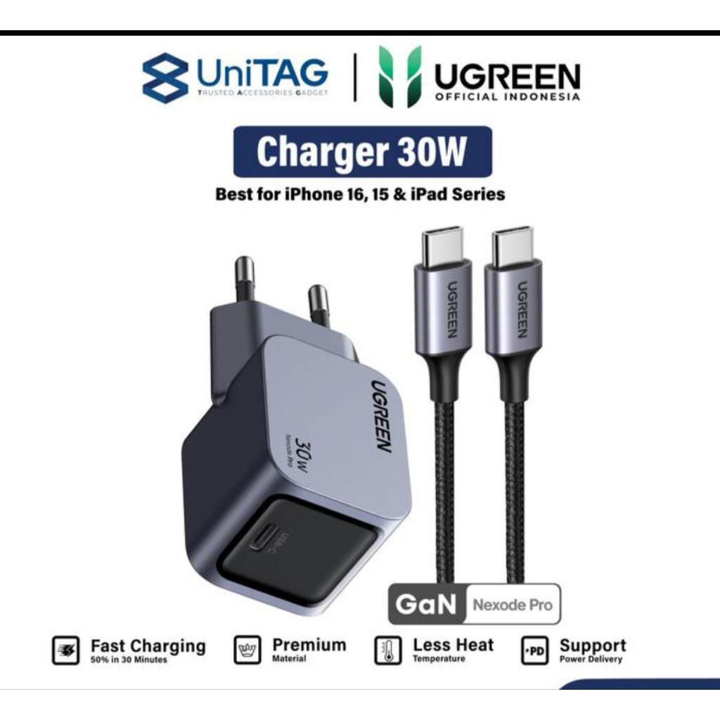 Charger Ugreen 30Watt + Kabel MFI Apple OK