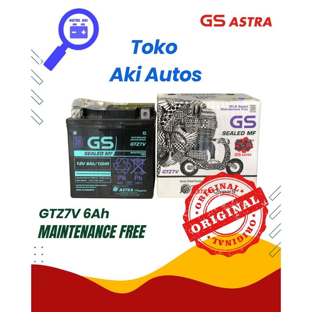 Aki Gs Astra Sealed Maintenace Free GTZ7V 12V / 6Ah