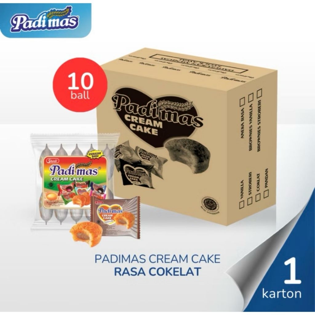 

1 KARTON BOLU PADIMAS CREAM CAKE isi 100pcs (10x10ball) COD