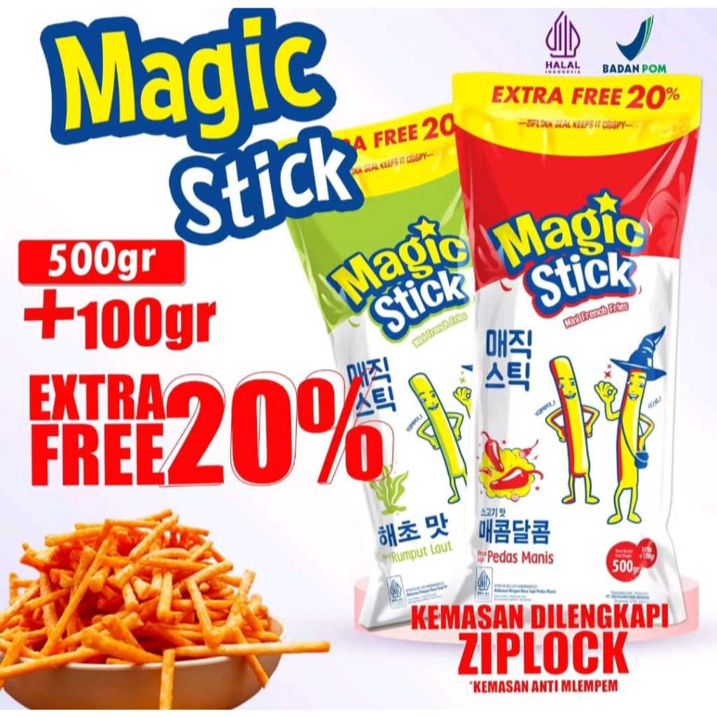 

NEW!! KIKOYA MAGIC STICK 500+100g EXTRAFREE 20% Total 600gram snack French friessnack aneka rasa cemilan kering rumput laut