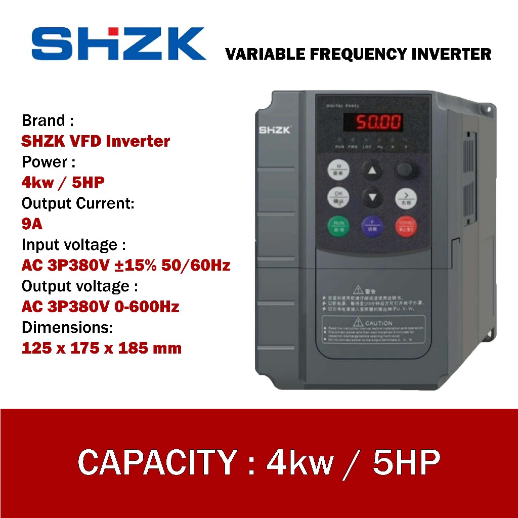 Inverter SHZK 5 HP 4KW 380V 3Phase 3P VFD Variable Frequency Drive