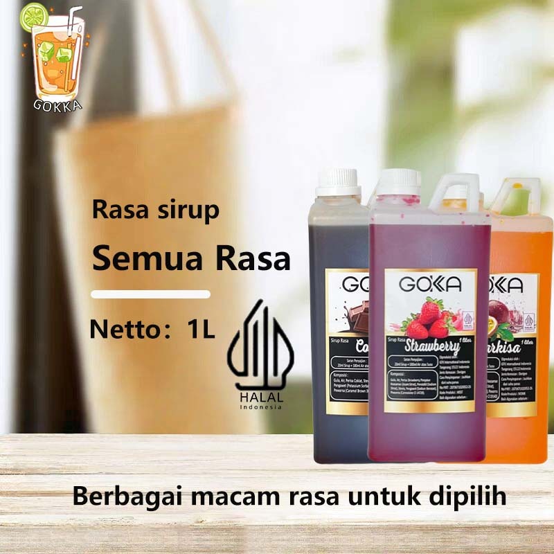 

GOKKA Sirup Aneka Rasa 1Liter International Halal Minuman Sirup Berbagai Rasa untuk Anda Pilih