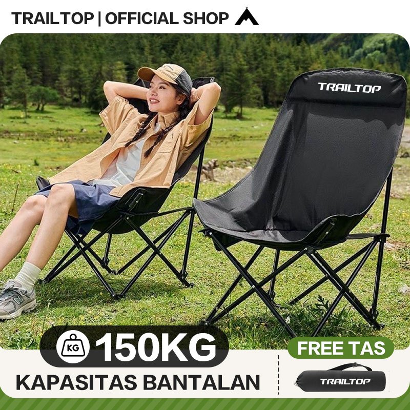 Toko Cimeng - TrailTop Kursi Lipat Outdoor Sandaran Tinggi Dengan Kepala Busa Kursi Lipat Portable
