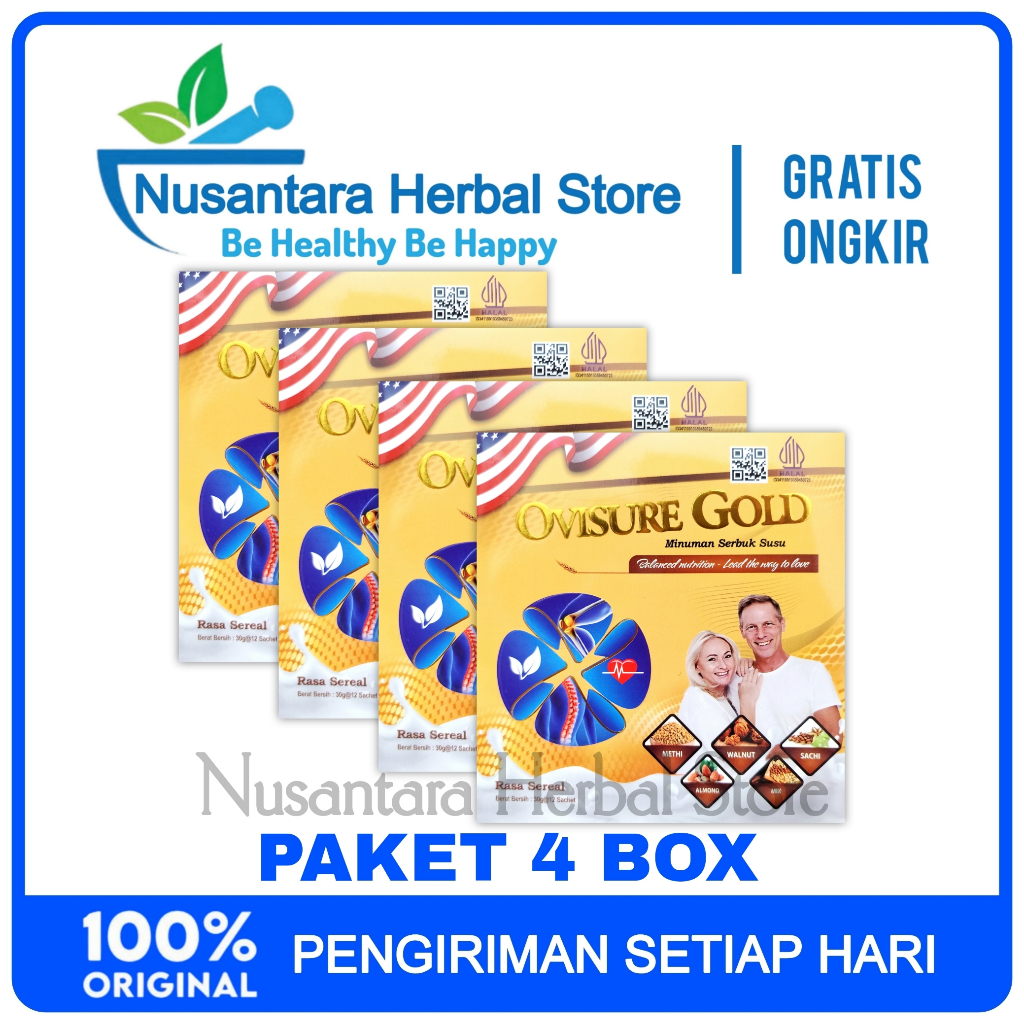 

4 Box Ovisure Gold Milk Susu Vitamin Tulang Nyeri Sendi Asli Original USA