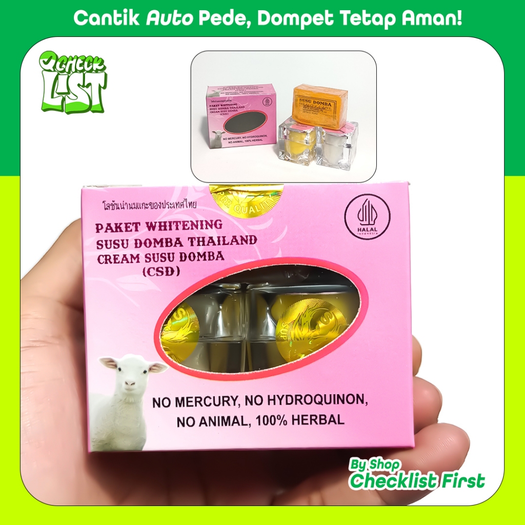 CSD Susu Domba Thailand Paket Whitening Susu Domba Original (Krim Siang & Malam+Sabun Wajah)