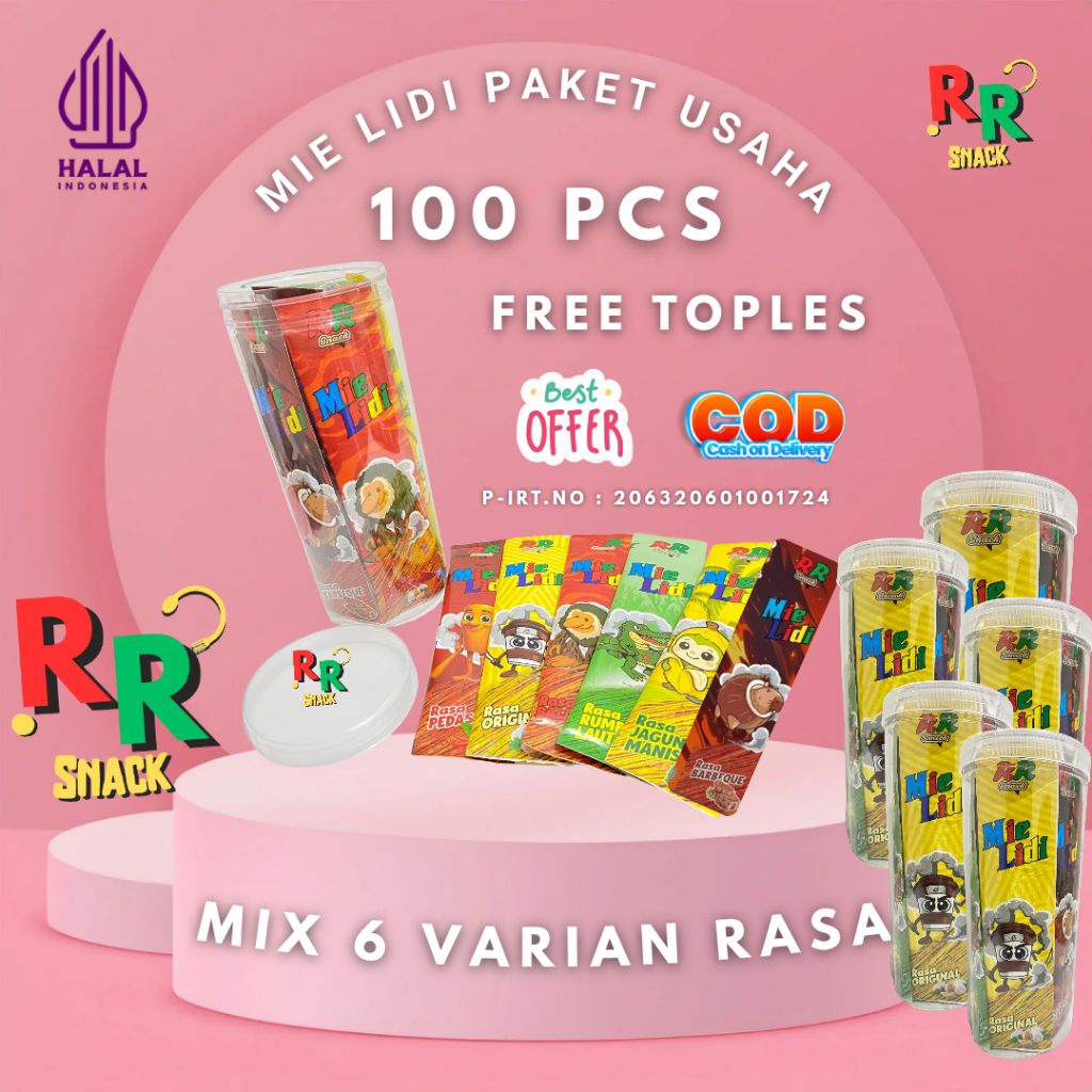 

PAKET USAHA MIE LIDI 5 TOPLES / 100 PCS GRATIS TOPLES HARGA GROSIR