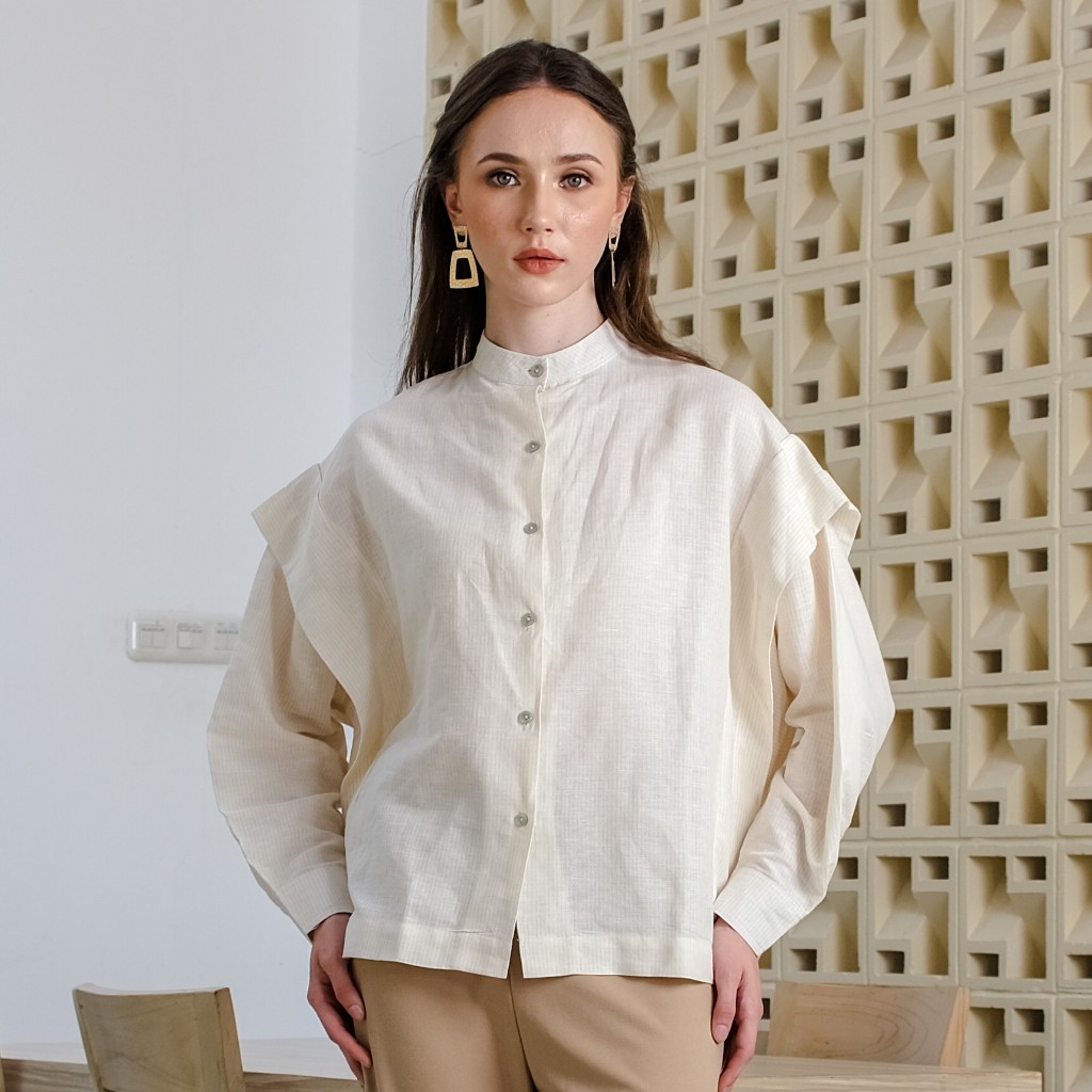 Asiro Lola Blouse Linen Top Atasan Wanita Lengan Panjang