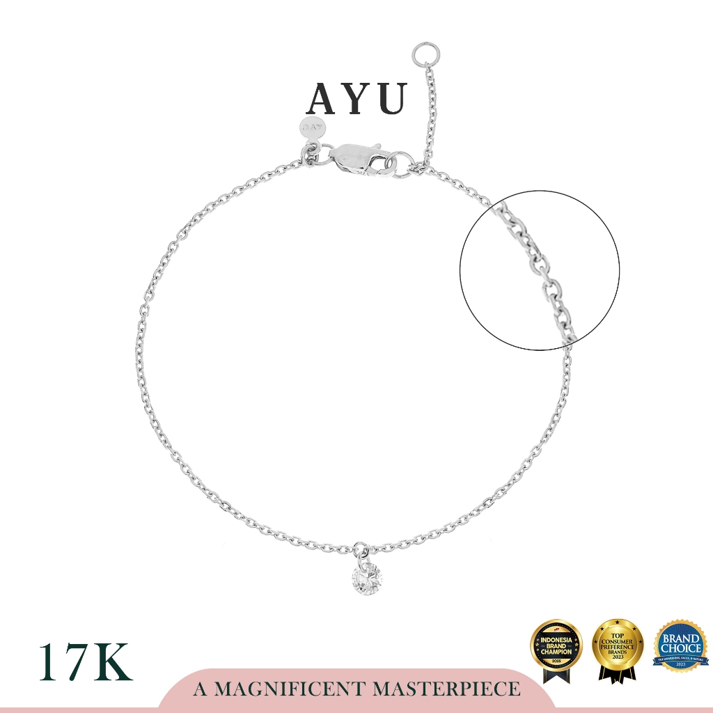 AYU Gelang Emas Korea - Candy pop Chain Bracelet 17K White Gold