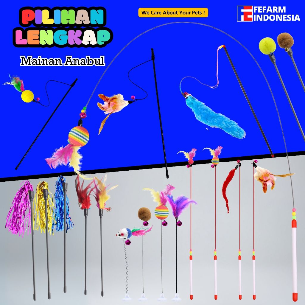 Tongkat Mainan Kucing All Varian Solusi Hewan Peliharaan Anda Tetap Tenang & Happy FEFARM