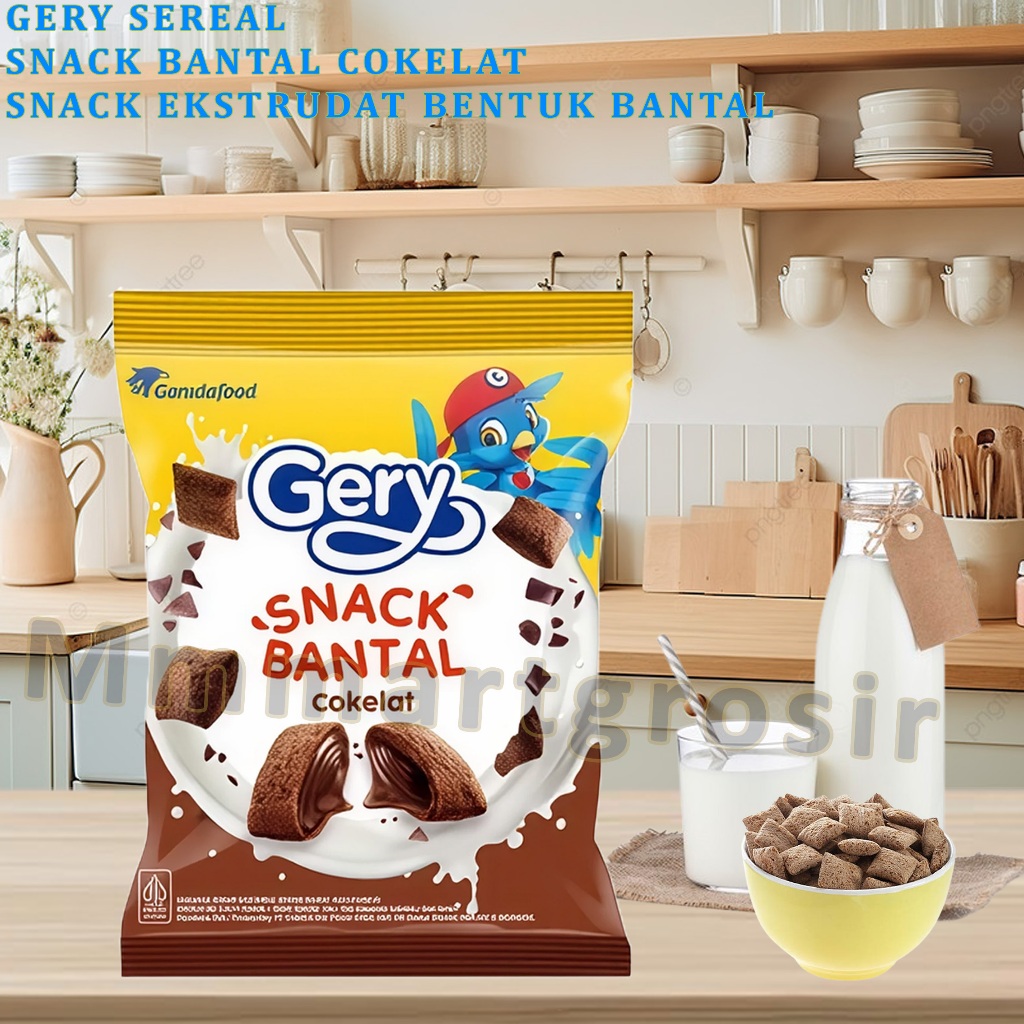 

Gery Sereal / Snack Bantal Rasa Cokelat / Snack Ringan Ekstrudat Bentuk Bantal / 75gr