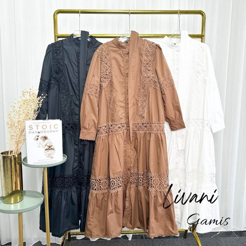 Asofa Livani Gamis Aksen Renda Free Belt Fashion Muslim