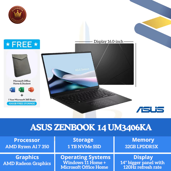 Laptop ASUS Zenbook 14 OLED UM3406KA Ryzen 7 7730U 32GB 1TB SSD Win 11