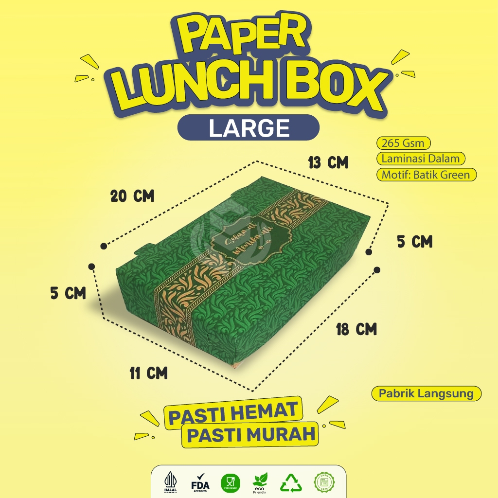 

Paper Lunch Box Large Lunch Box Large Bahan 265 Gsm (LB2K151-Laminasi)