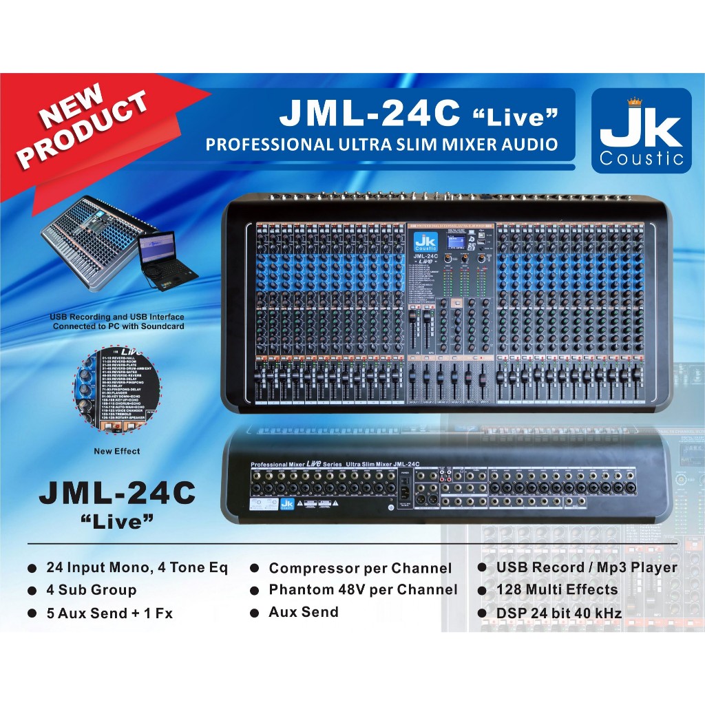 Mixer Audio 24 Channel Jk Coustic JML 24C