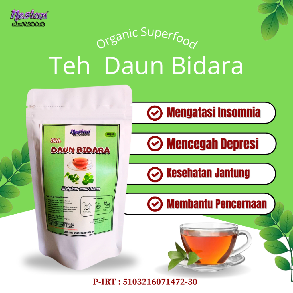 

NESIAN TEH DAUN BIDARA | TEH HERBAL | ZIZIPHUS MAURITIANA L | 20 KANTONG TEH