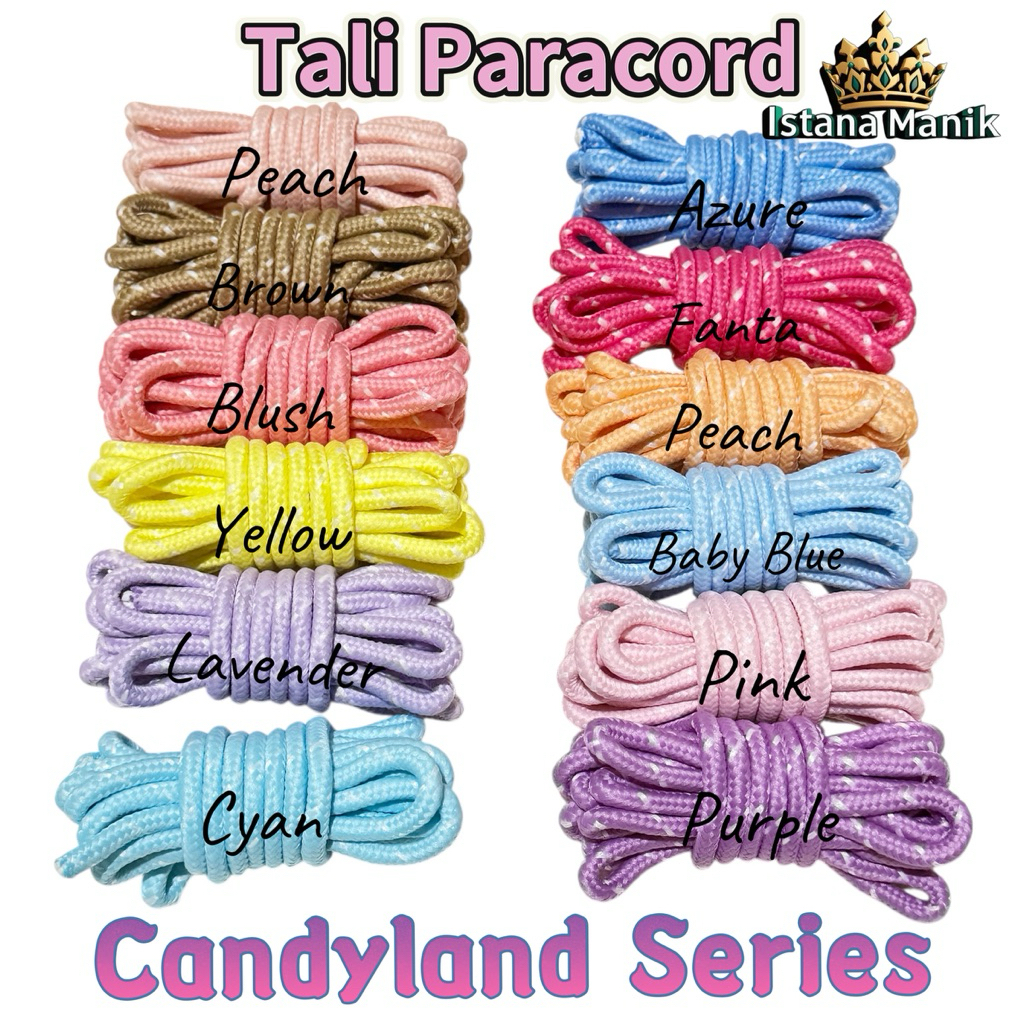 Tali Paracord 5mm / 4mm Tali Strap hp Paracord Warna Candyland (1meter)