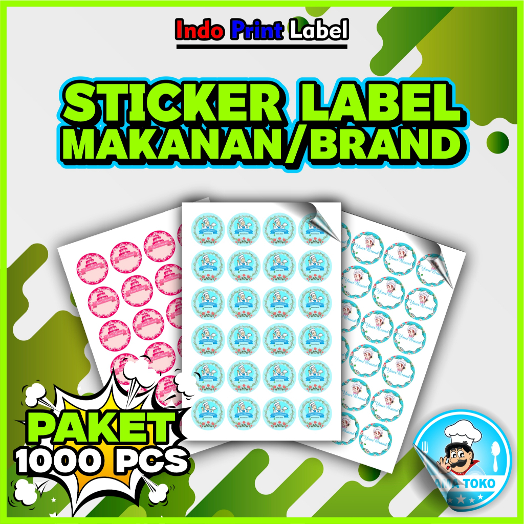 

1000pcs STIKER LOGO MAKANAN / CUSTOM NAMA USAHA / LANGSUNG JADI / LOGO USAHA / STIKER BRAND