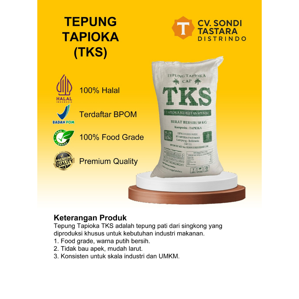 

TEPUNG TAPIOKA TKS / TEPUNG KANJI / TEPUNG ACI REPACK 500GR