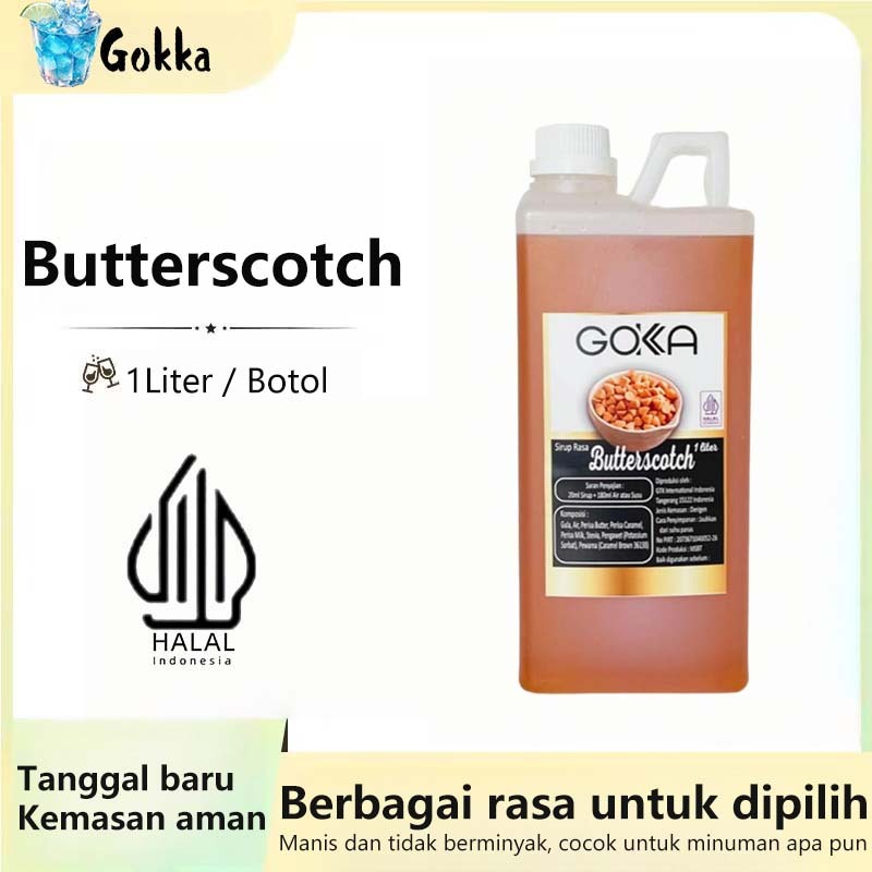 

GOKKA Sirup Minuman Rasa Butterscotch 1L Syrup / Sirup Butterscotch Sertifikasi Halal