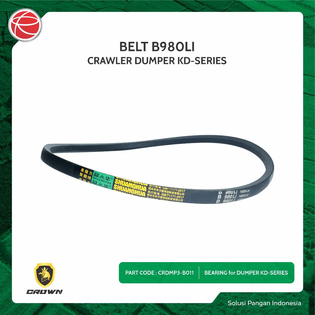 BELT B980LI / SPAREPART FOR CROWN DUMPER KD SERIES / ALAT ANGKUT SERBAGUNA / CRAWLER DUMPER