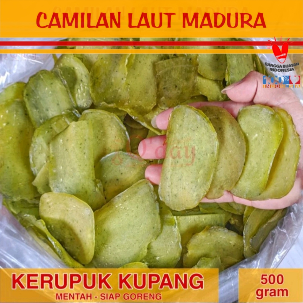 

Kerupuk Kupang Mentah Siap Goreng Camilan Laut Madura Oleh-oleh Khas - 500gr