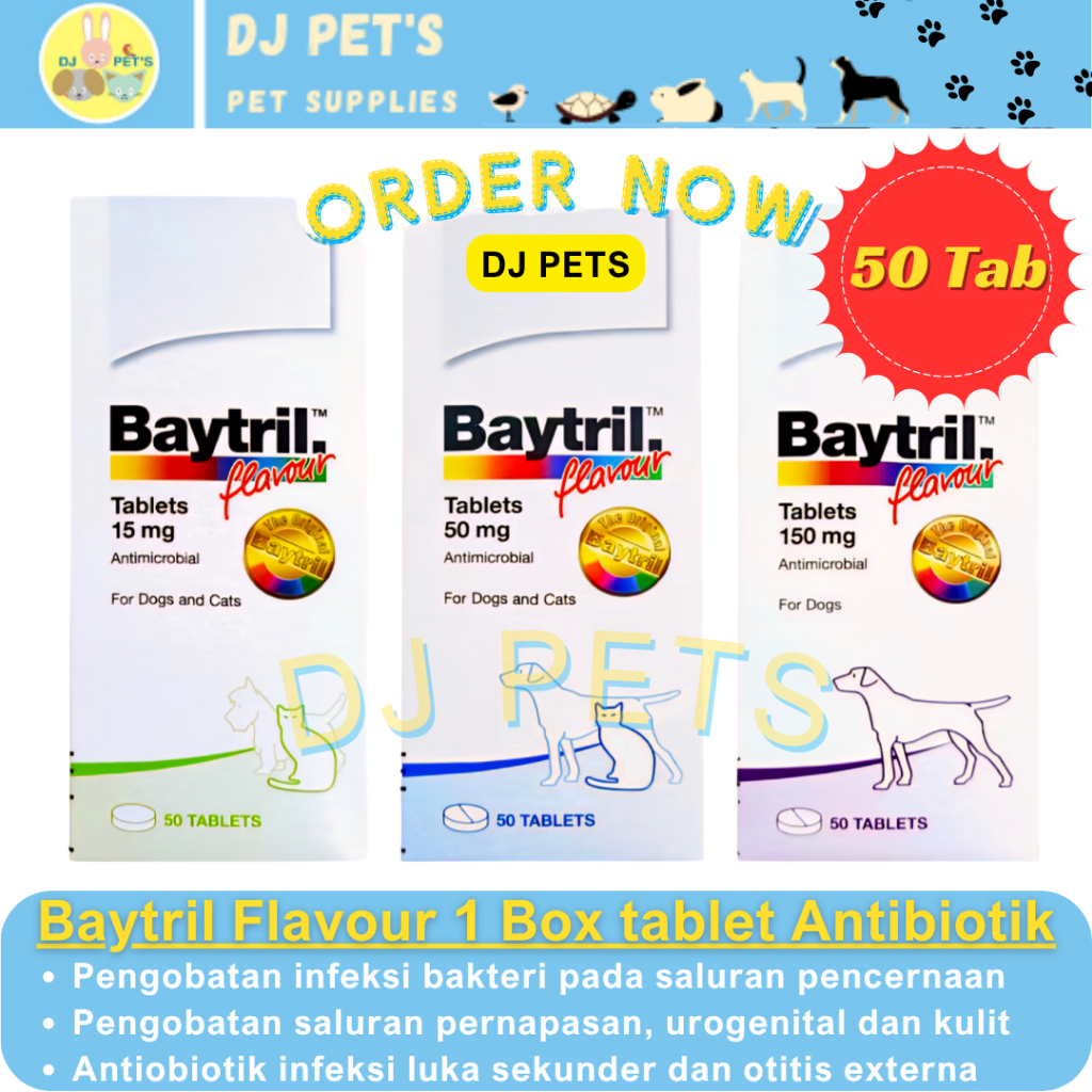 Tablet Antibiotik Enrofloxacin untuk Kucing dan Anjing Isi 50 Tablet
