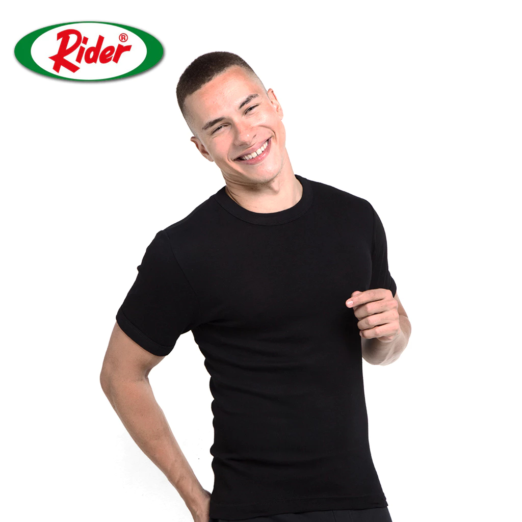 grosir murah ( 1 Pcs ) Kaos Dalam Pria Round Neck R223BWH Warna Hitam  | Rider Kaos Dalam Oblong Pri