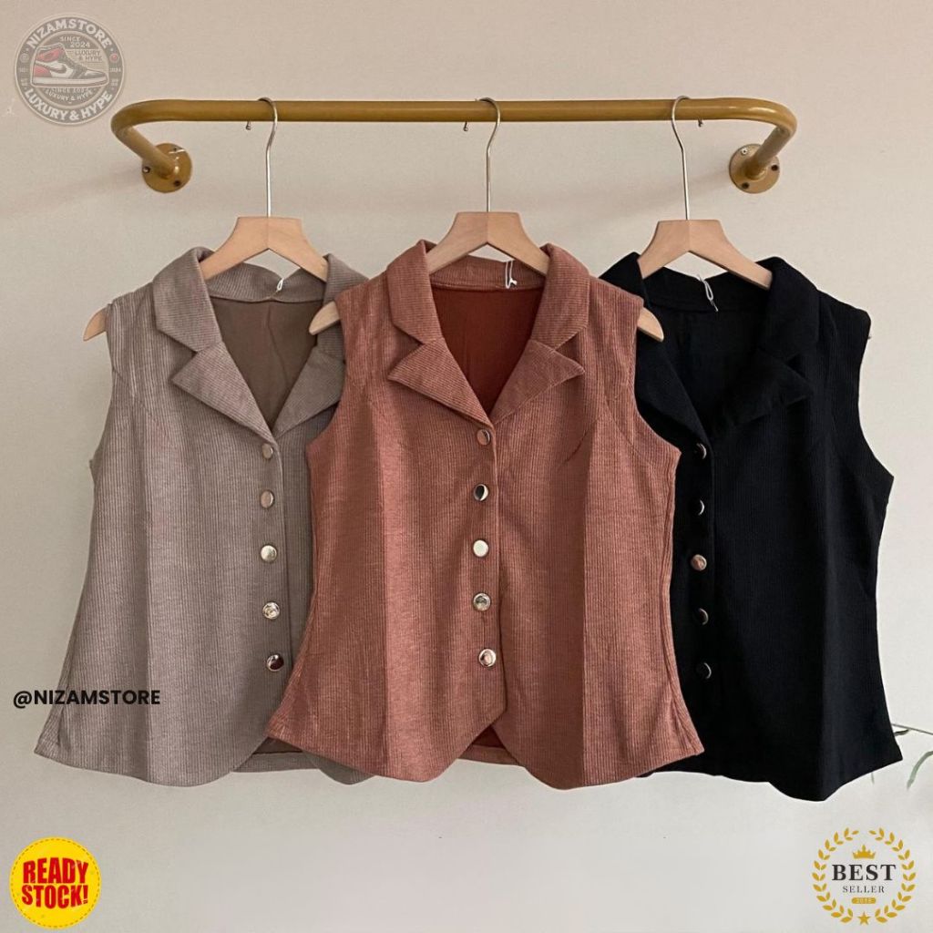 Best Seller Rompi Knit Wanita Import Premium | Atasan Outer Vest Tanpa Lengan Elegan