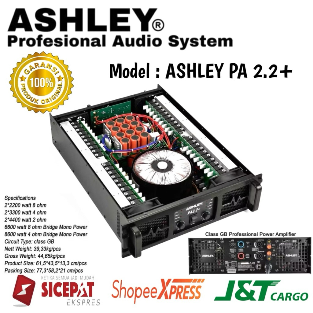 Power Amplifier Ashley Pa 2.2+ Original Power amplifier ashley 2 Channel Class GB