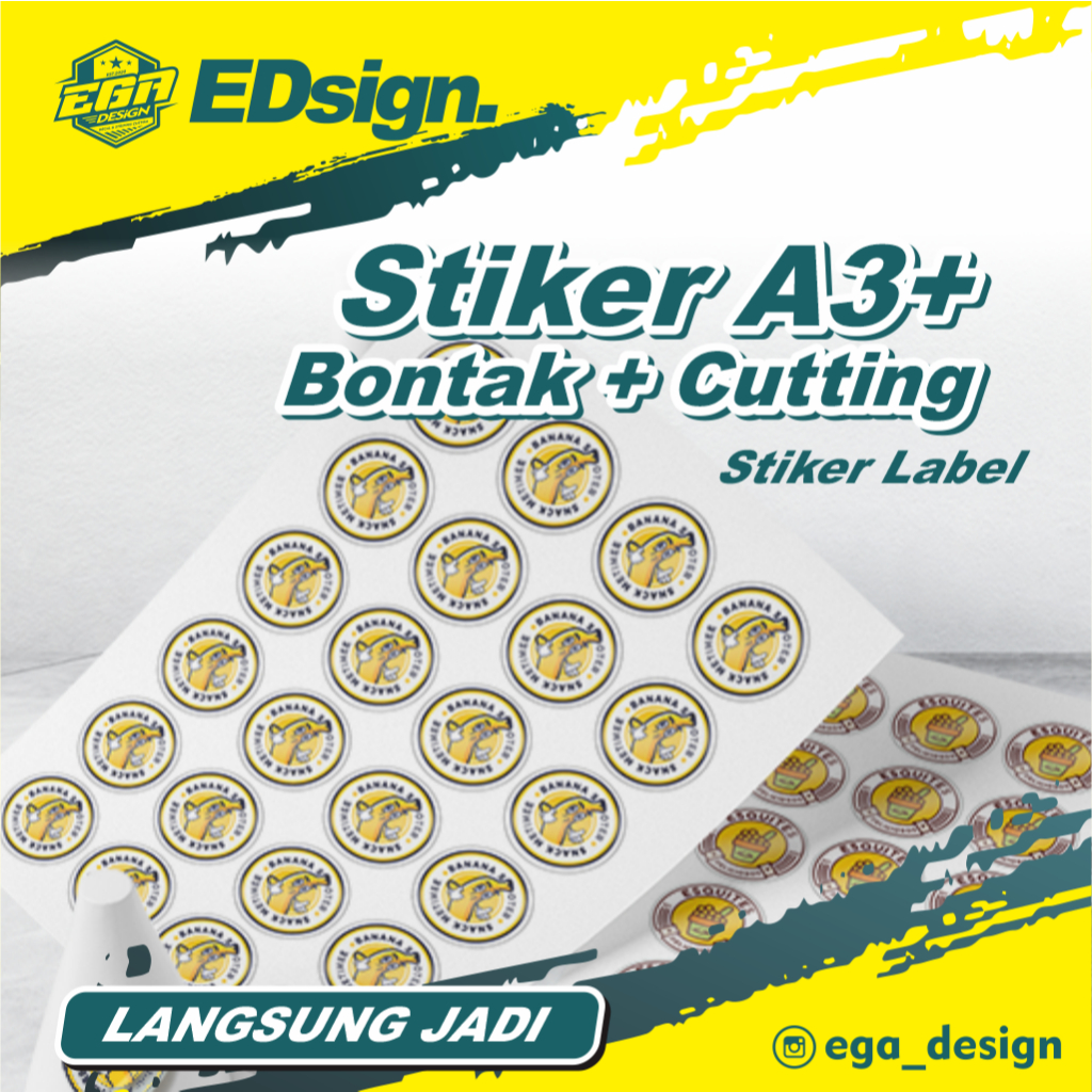 

Cetak stiker custom Cutting A3+ Bontak / Kromo / sticker label / sticker custom