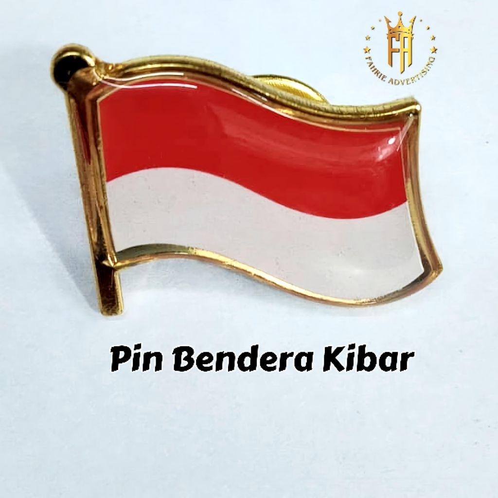 PIN BENDERA KIBAR MERAH PUTIH COR KUNINGAN PAKU/MAGNET PREMIUM