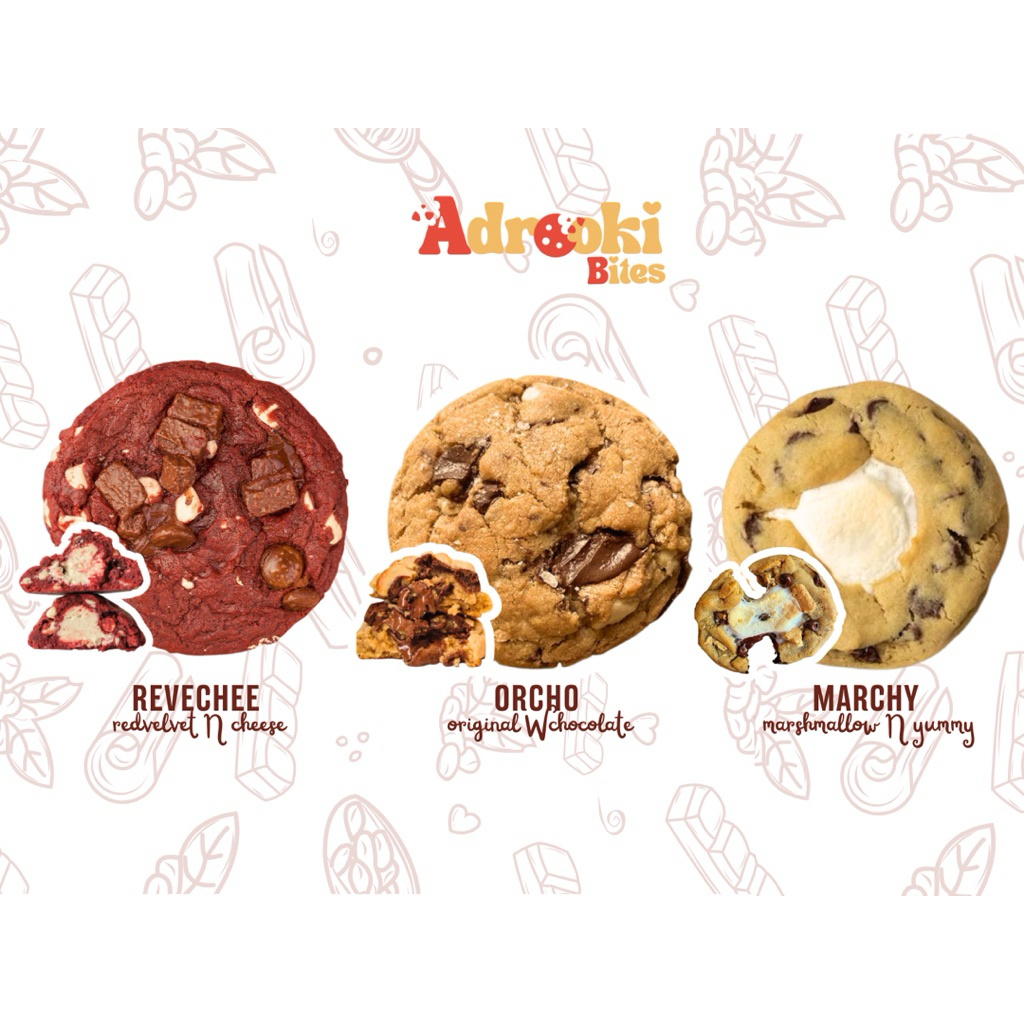 

DROOKIES soft cookies redvelvet and chese original with chocolate marshmallowcookies best seller premium