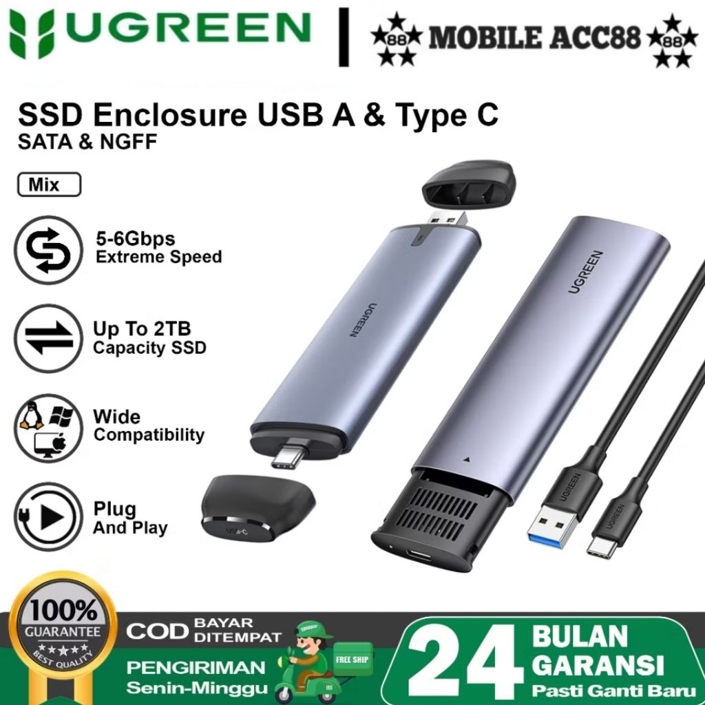 UGREEN Casing SSD M.2 Enclosure NGFF /SATA Slim Speed 5Gbps 10903