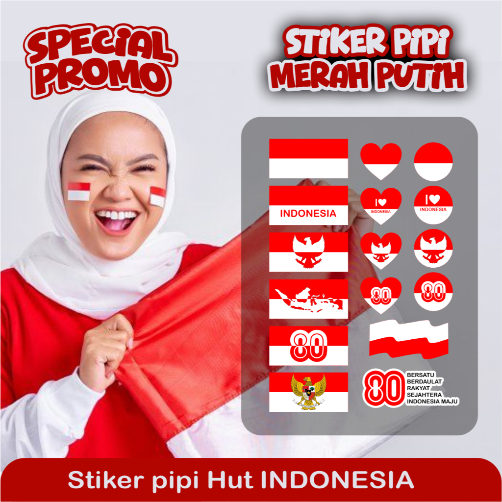 

(COD) STIKER PIPI BENDERA MERAH PUTIH ISI 10 PCS