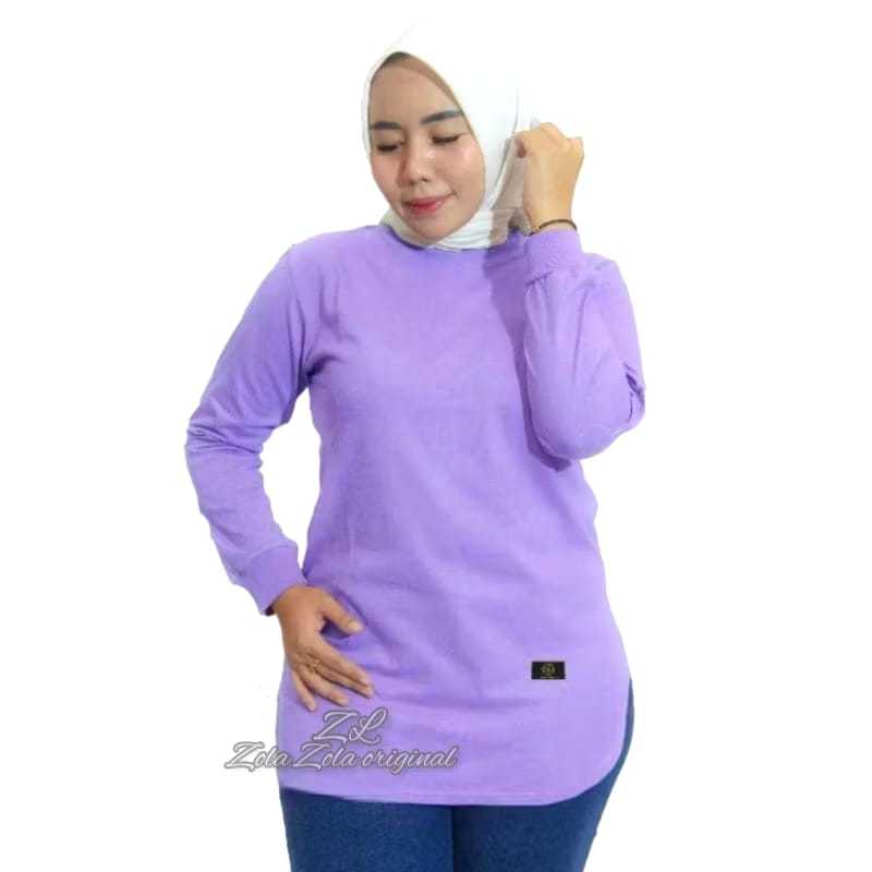 Kaos Polos Wanita Lengan Panjang oval Baju kaos Oval atasan lengan panjang
