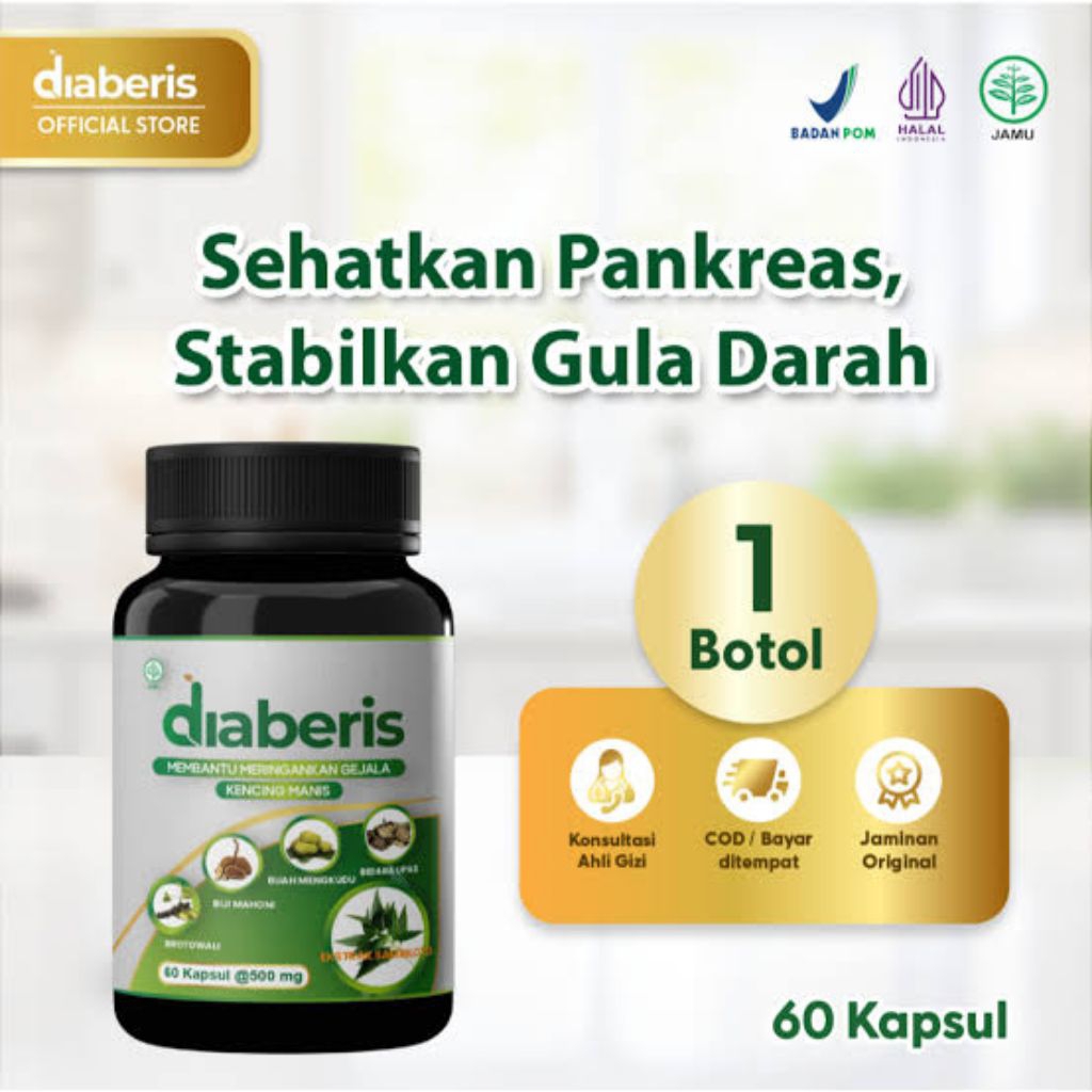 DIABERIS Suplemen Kesehatan Herbal BPOM & Halal MUI Diabetes Herbal BPOM