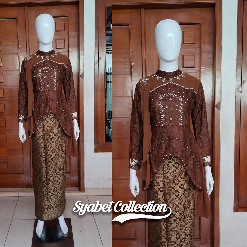 SC>> Setelan Kebaya Aluna Selendang Payet / Baju Pesta Model Selendang Ornamen Payet / kebaya modern