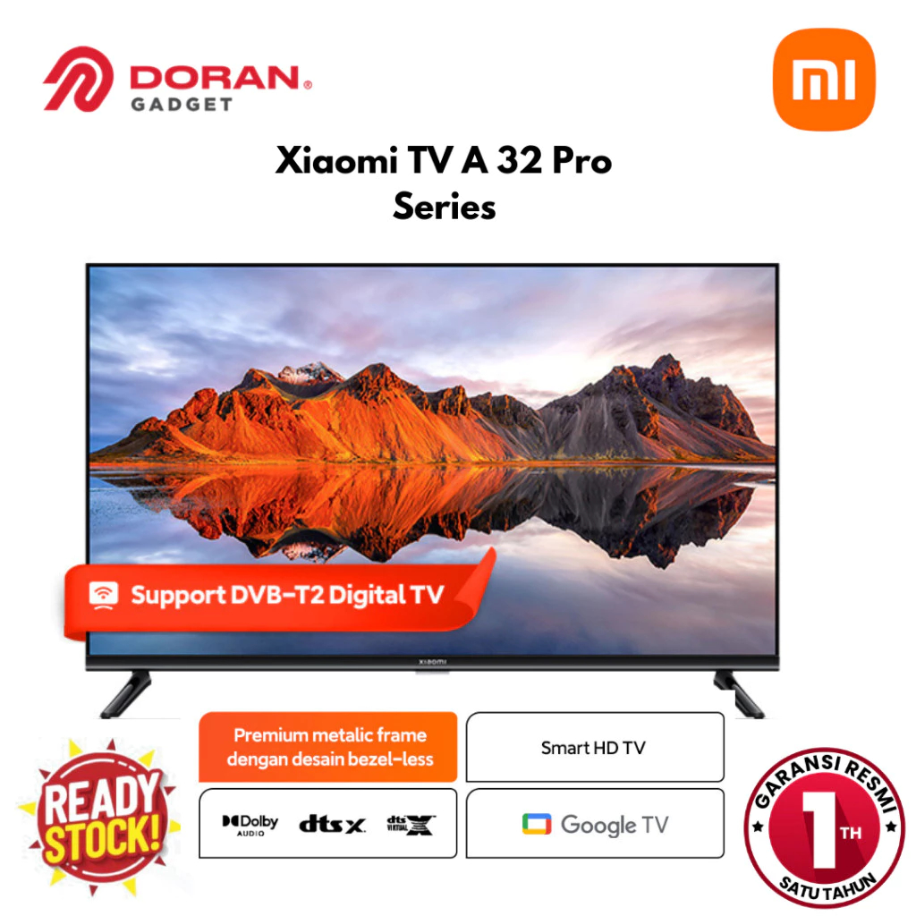 Xiaomi TV A Pro Series 32" | Xiaomi Mi TV A2 32" 32 in inci inch Android TV Dolby Audio - Garansi 1 