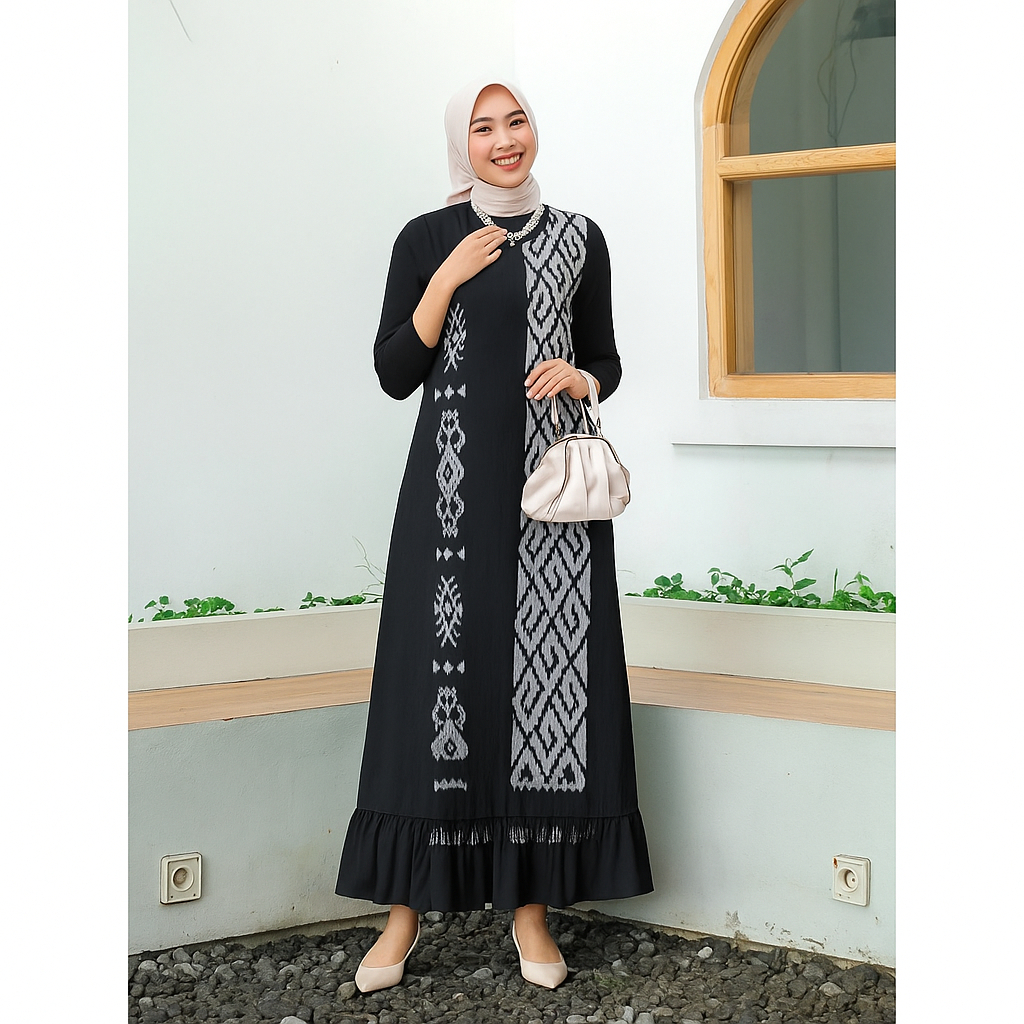 Tora vest wanita tenun etnik panjang tanpa lengan, OUTER / ROMPI