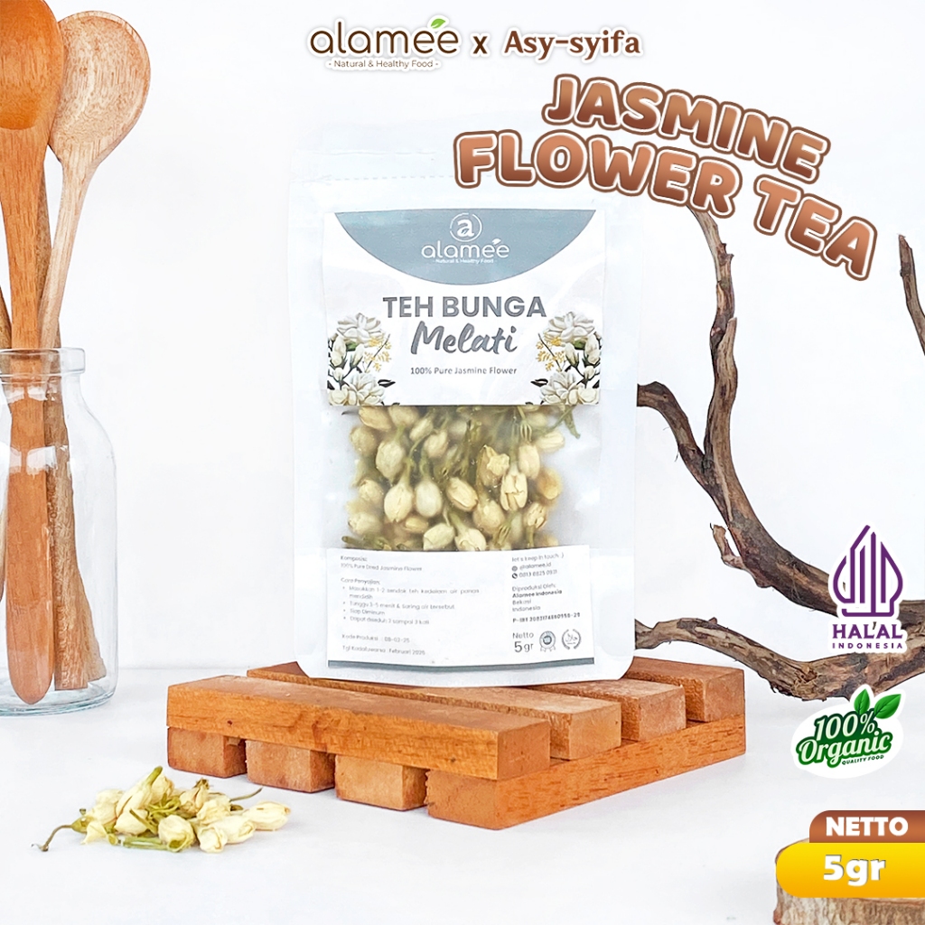 

ALAMEE Teh Bunga Jasmine Tea Flower Melati Organik Jasmin Herbal Kering Dried Siap Seduh Minum 5gr