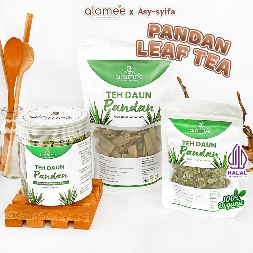 

ALAMEE Teh Daun Pandan Kering Leaf Tea Organik Alami 25 Gr Herbal SIap Seduh