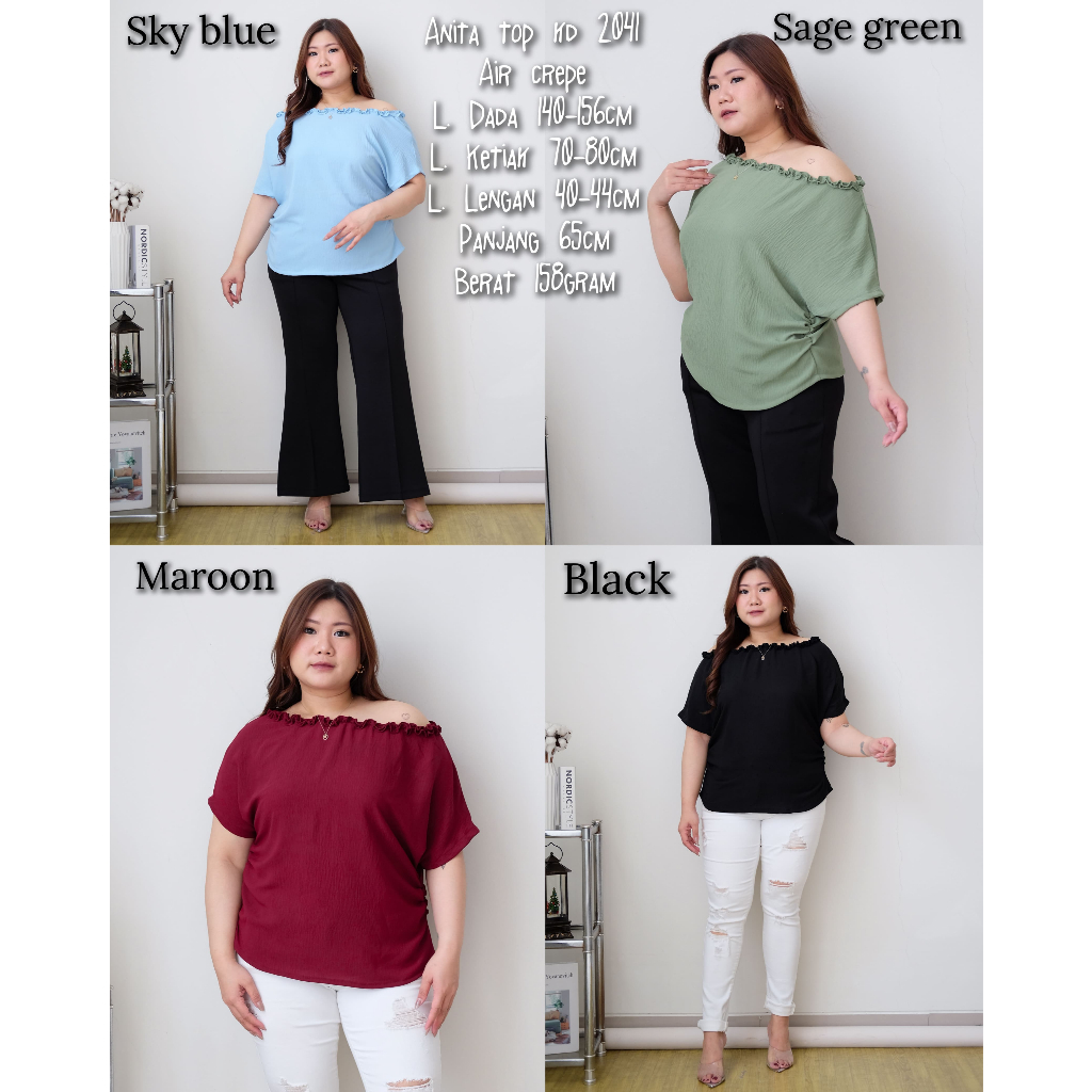 Anita Bigsize Top kd 2041 | Atasan Jumbo one shoulder