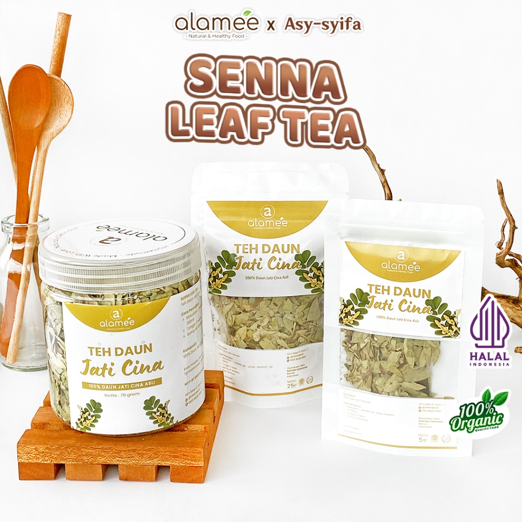 

ALAMEE Teh Daun Jati Cina Senna Leaf Tea Siap Minum Seduh Herbal Alami Organik Organic Toples