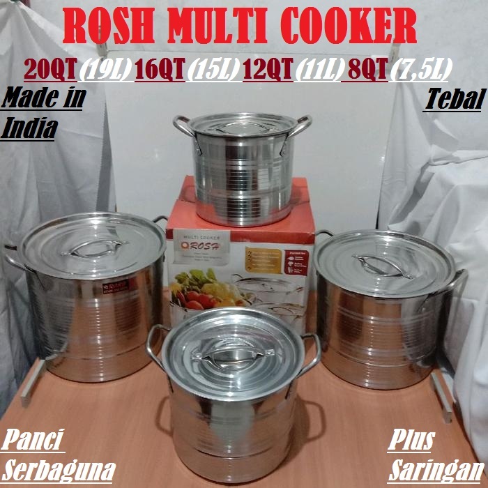 Rosh Panci Stock Pot Stainless Steel Isi 4 Set Uk 8,12,16 Dan 20 / Panci Set Rosh Rosh Panci Set Ser
