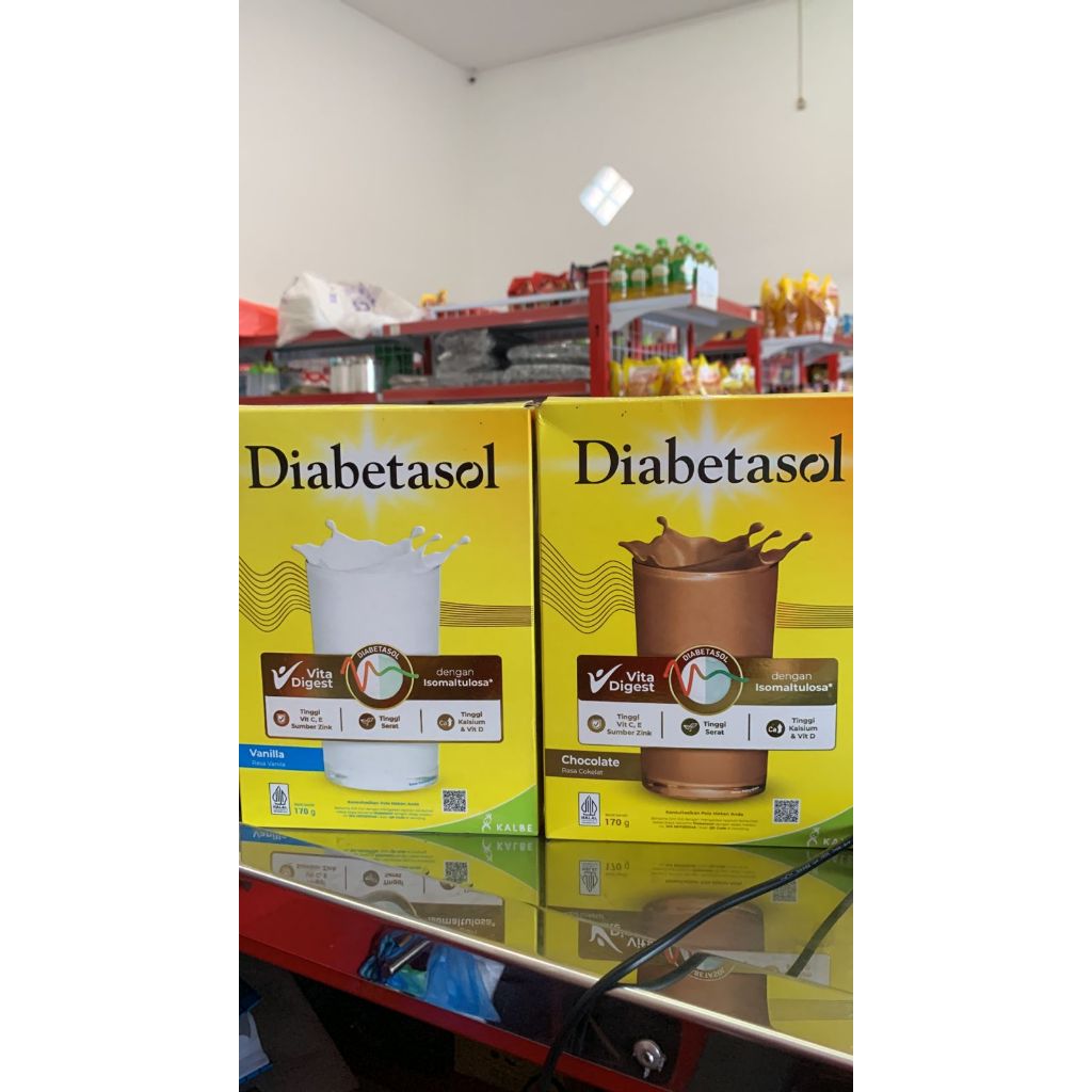 

DIABETASOL SUSU UNTUK ORANG TUA Kemasan 170gram Rasa (Vanilla, Chocolate)