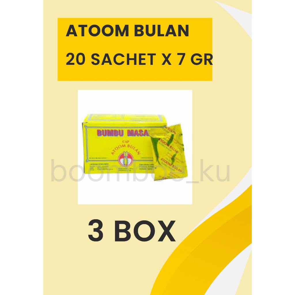 

TERMURAH!! Bumbu MAsak Atoom bulan (20 Sachet @ 7Gr) Harga Hemat 3 Box