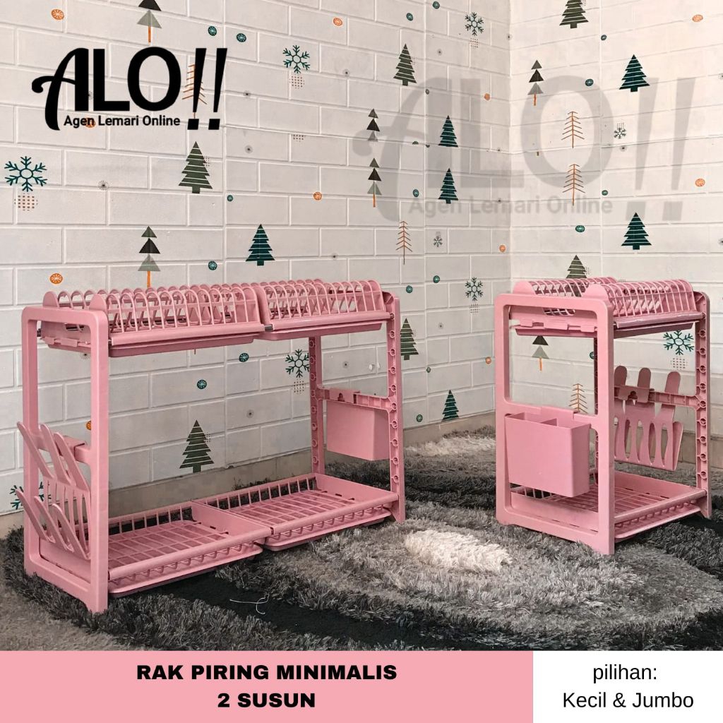 Rak Piring Plastik Minimalis 2 Susun Fawsline kecil dan jumbo