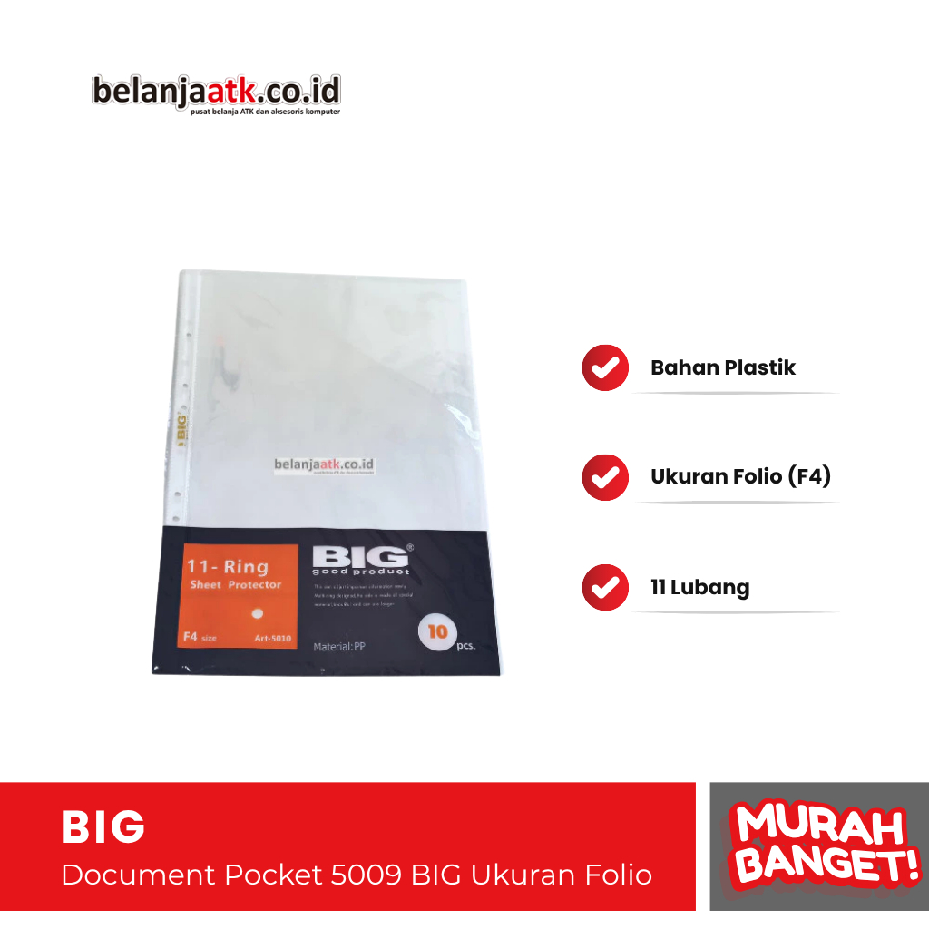 

Document pocket BIG 5009 Ukuran Folio (F4) / Sheet Protector
