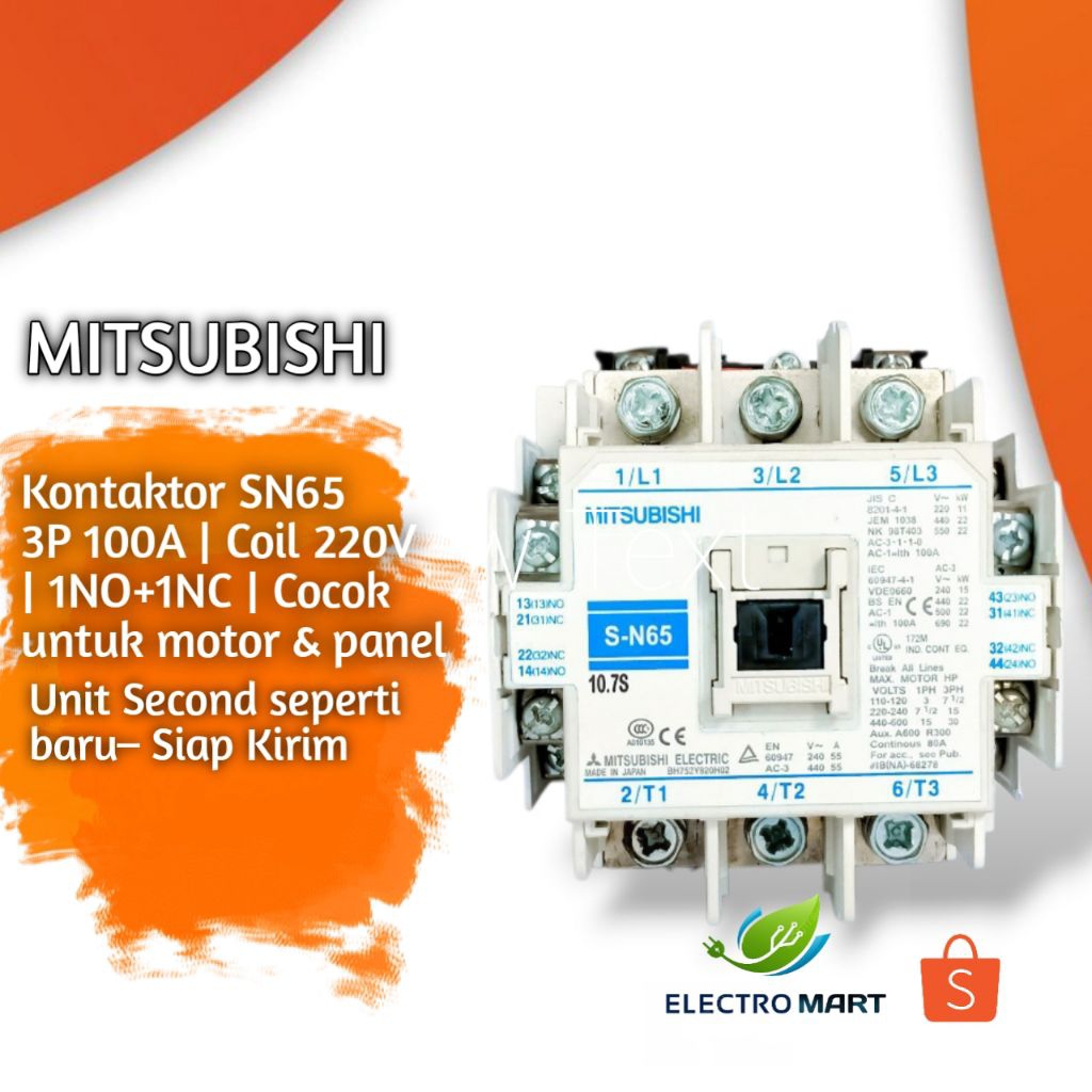 Kontaktor S-N65 Mitsubishi 3P 100A 220Vac