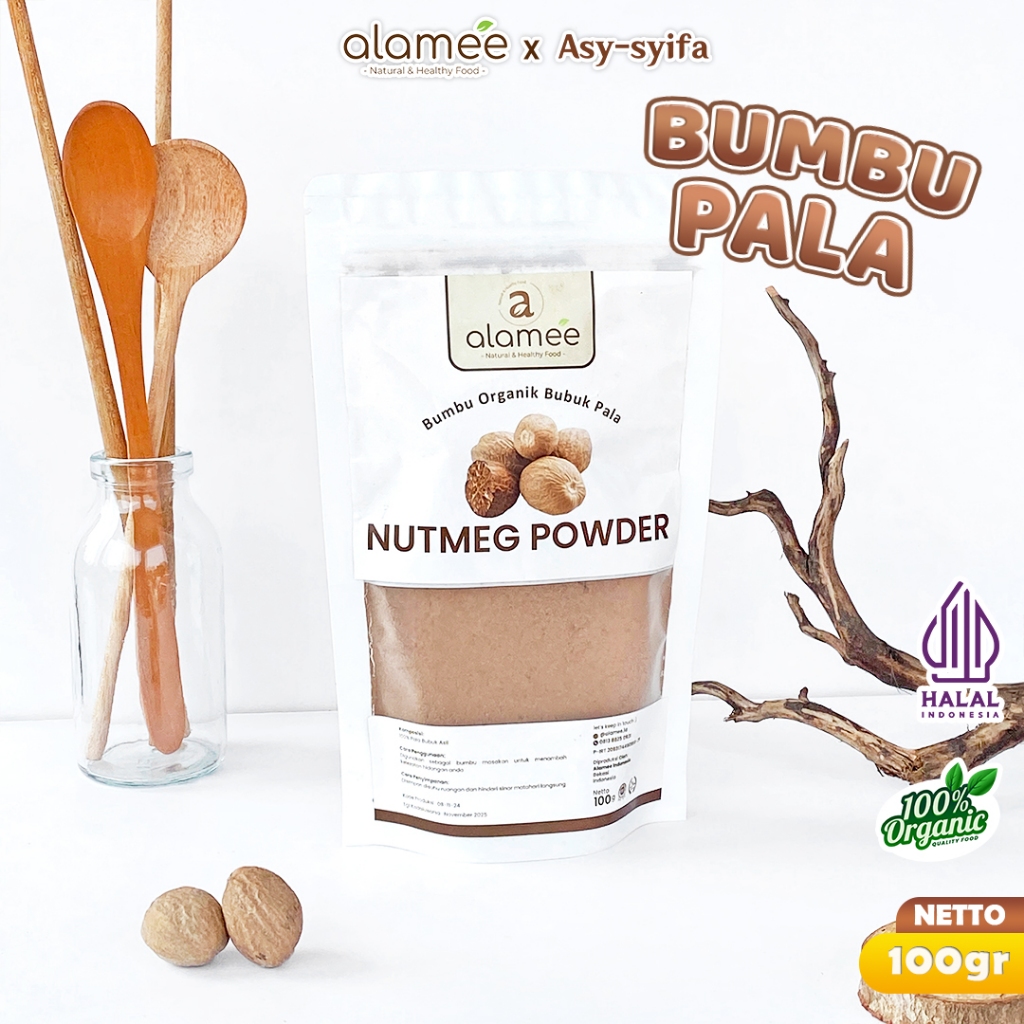 

ALAMEE Bumbu Dapur Pala Bubuk Nutmeg Seasoning Powder Rempah Murni Asli Tanpa Campuran Organik 100g